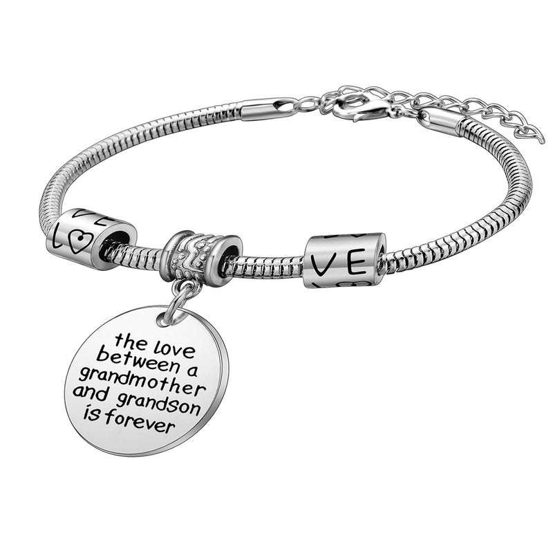 YEEQIN Grandmother Gift Bracelet From Grandson Grandmother Bracelet Grandma Gift Christmas Grandmother and Grandson Love Forever Charm Bracelet - Image 5